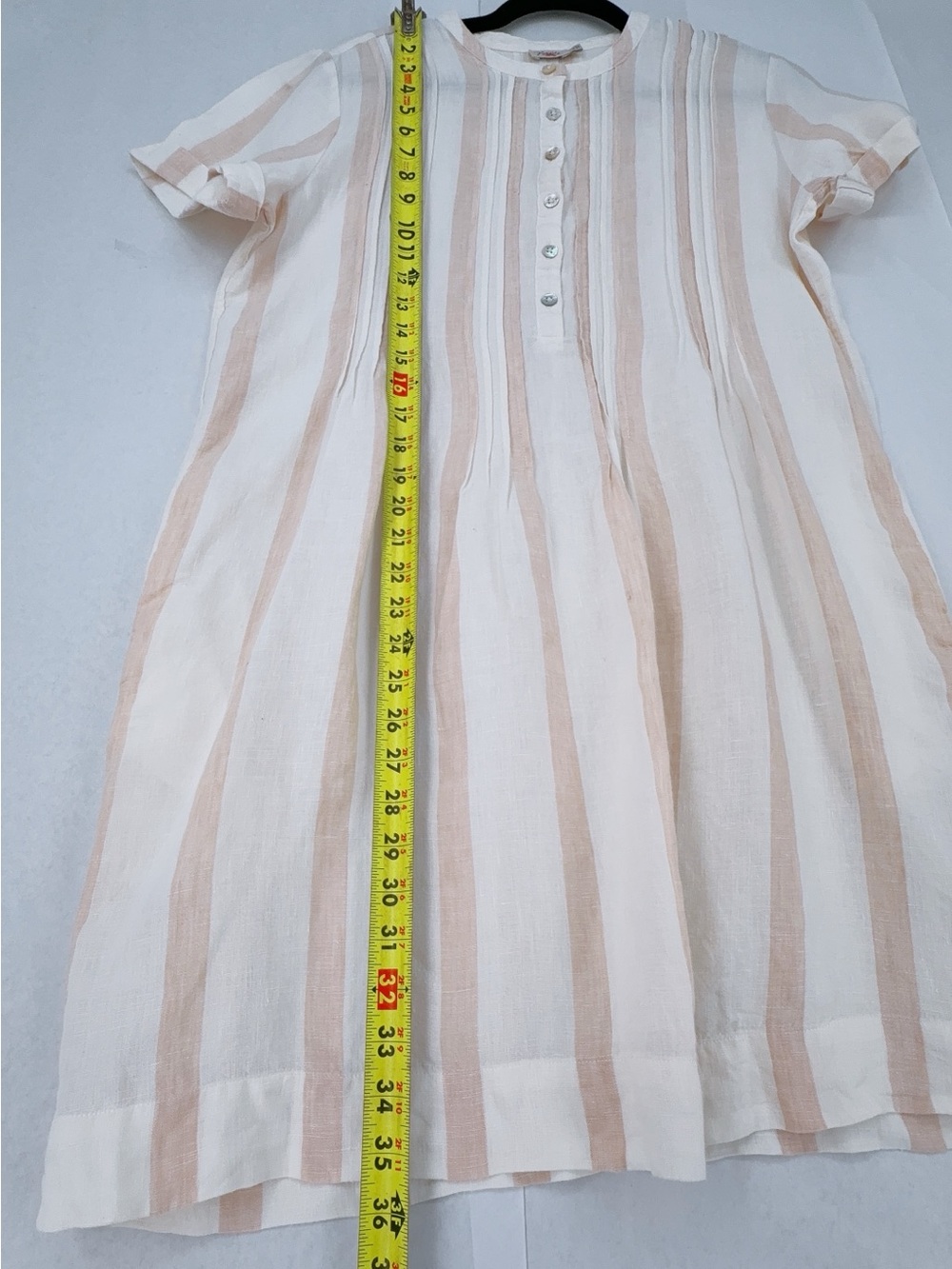 Faherty Gemina Gauze Sand Serape Striped Sustainable Dress 100% Linen Womens S - Picture 7 of 8